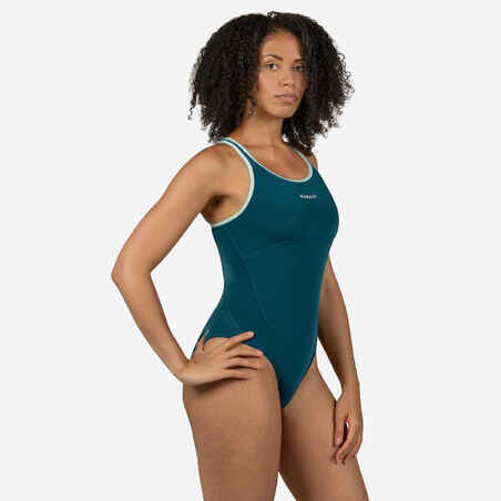 Traje de baño de natación verde azulado para mujer Kamiye+ 500