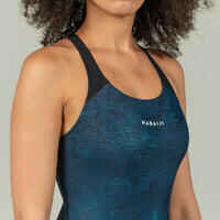 Bañador Mujer natación negro azul turquesa