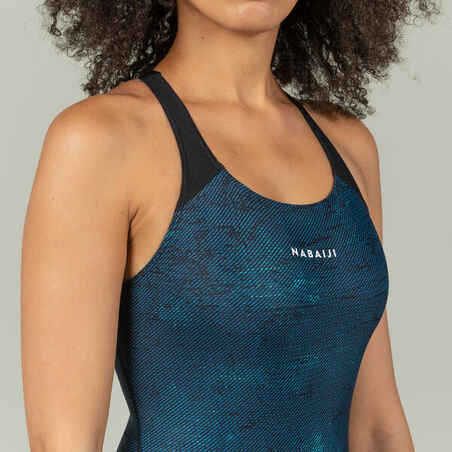 Bañador Mujer natación negro azul turquesa