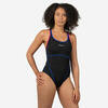 Sportbadpak voor zwemmen dames Kamiye+ zwart/roze