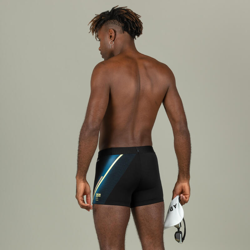 Men's Long Swimming Trunks - Fiti - Lini Black / Blue / Yellow