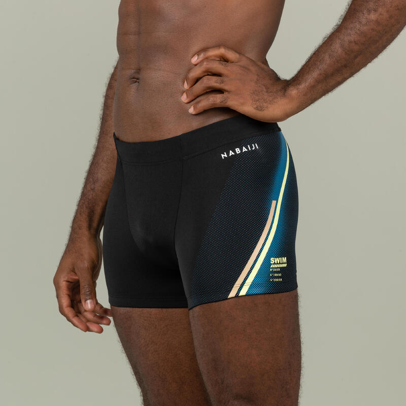 Men's Long Swimming Trunks - Fiti - Lini Black / Blue / Yellow