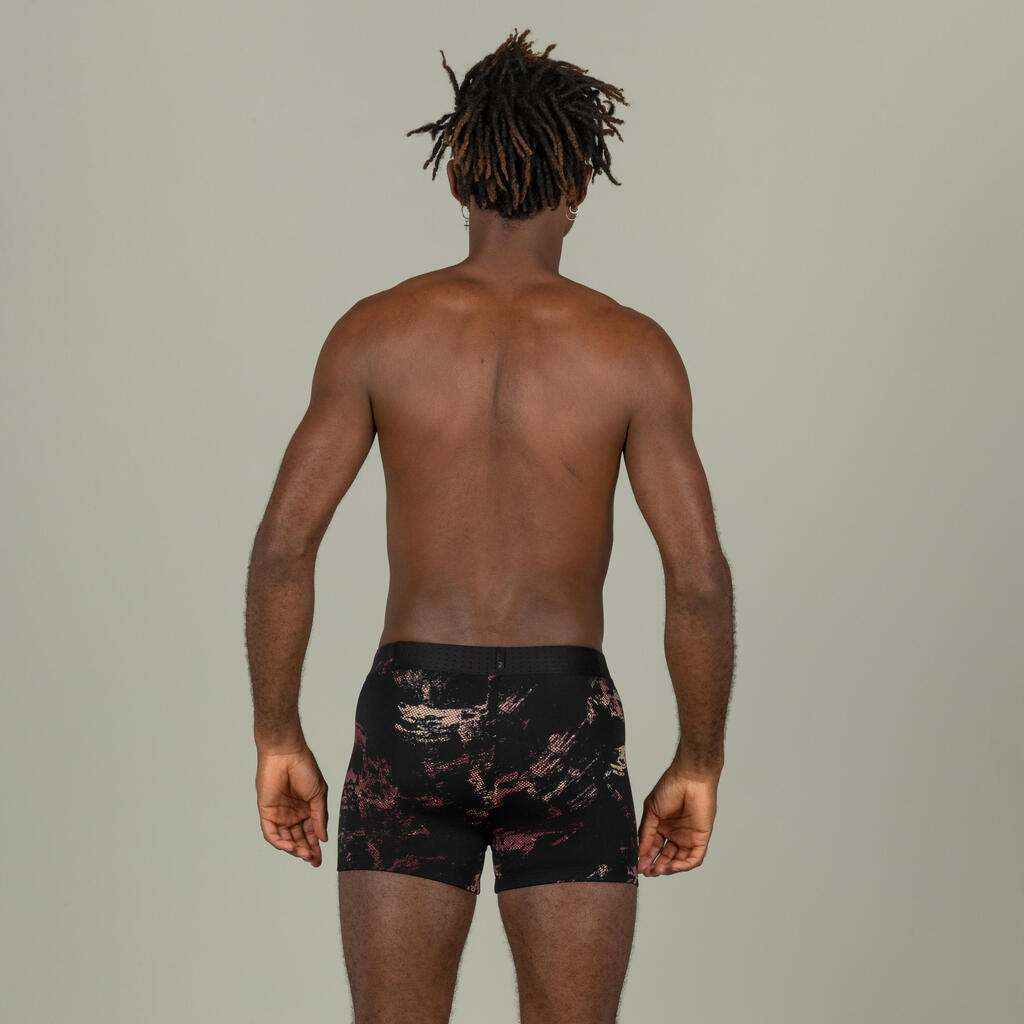 Boxer de natation homme - fiti - trao noir / rouge / beige