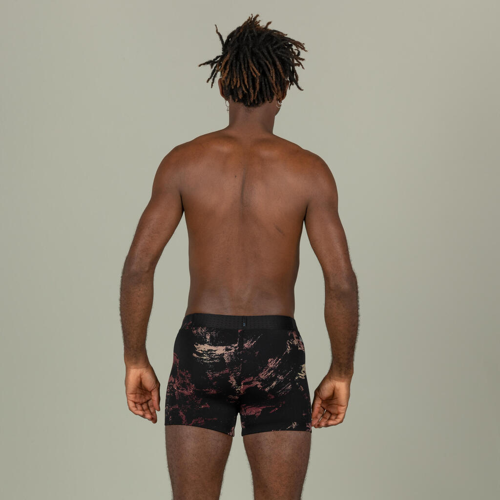 Pánske boxerkové plavky 500 FITI Bask čierno-fialové