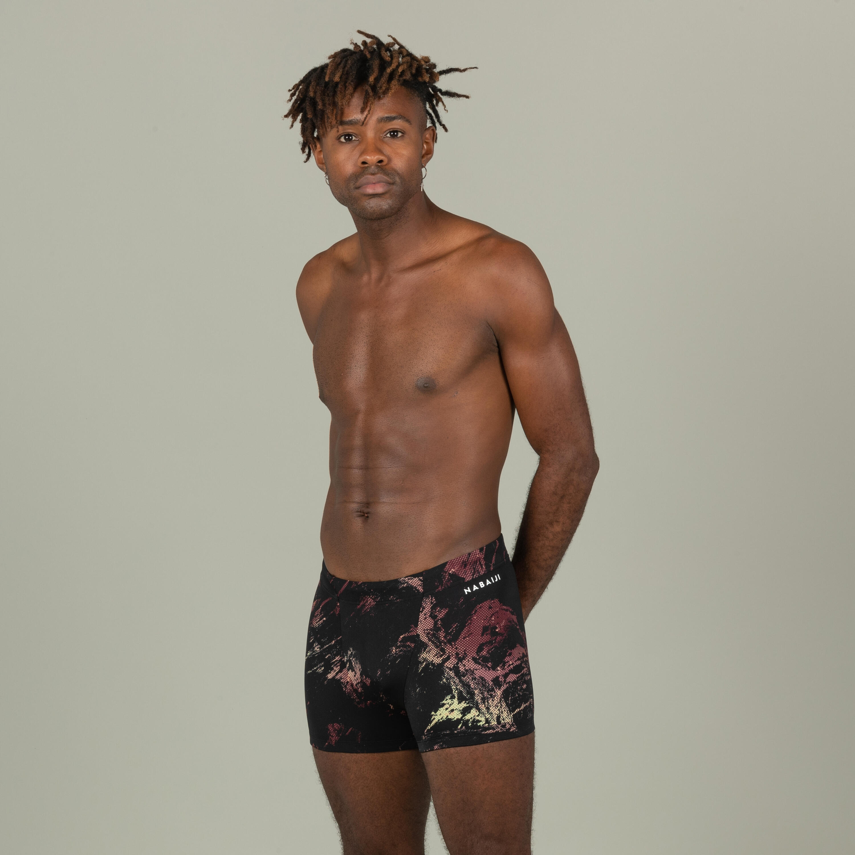Boxer de Natation Homme Fiti Trao Noir Rouge beige Decathlon