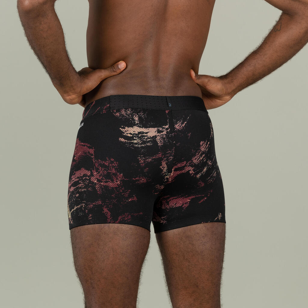 Boxer de natation homme - fiti - trao noir / rouge / beige