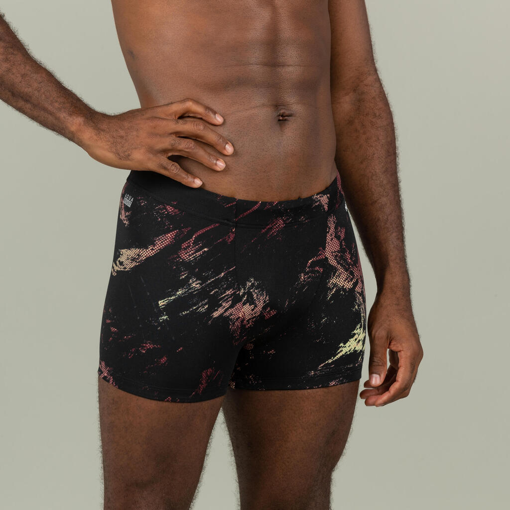 Boxer de natation homme - fiti - trao noir / rouge / beige