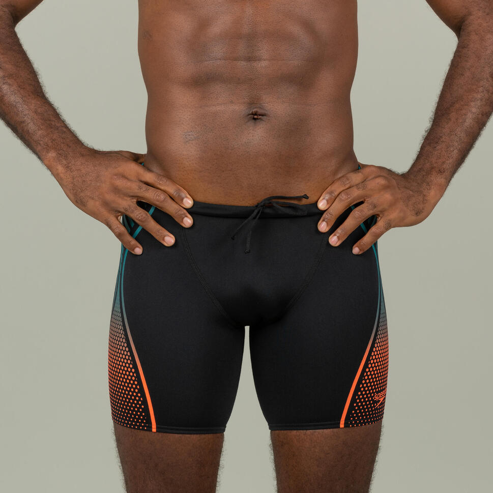 Costume boxer uomo SPEEDO BOOST lungo neroarancione SPEEDO DECATHLON