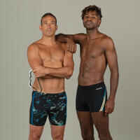 Men’s Long Swimming Trunks - Yoko - Black / Yellow / Blue