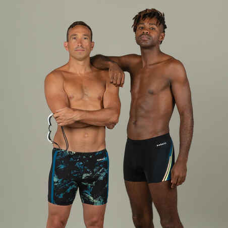 Men’s Long Swimming Trunks - Yoko - Black / Yellow / Blue