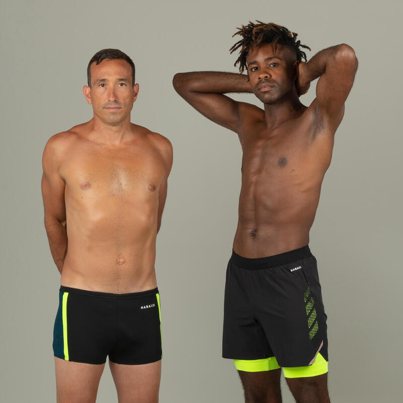 Boxer de Bain Natation Homme - Yoko - Noir/ Jaune / Bleu