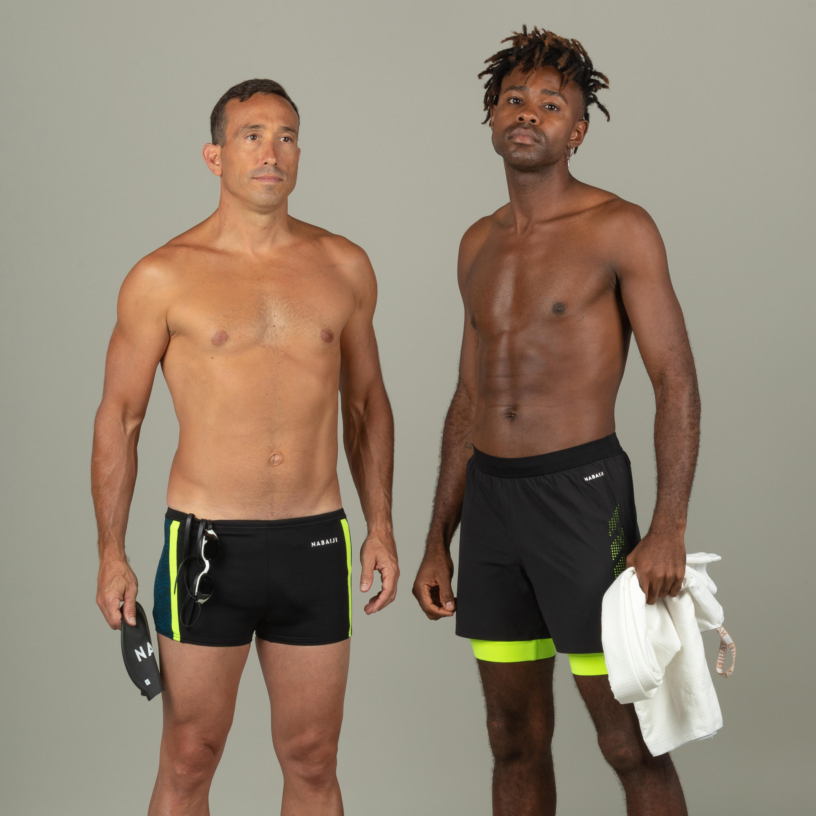Boxer de bain homme - Yoko noir/jaune/bleu - NABAIJI