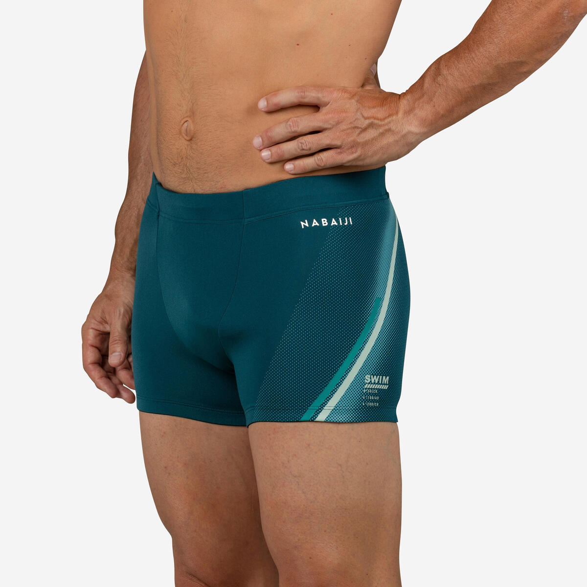 Boxer de natation homme - fiti - lini turquoise / vert