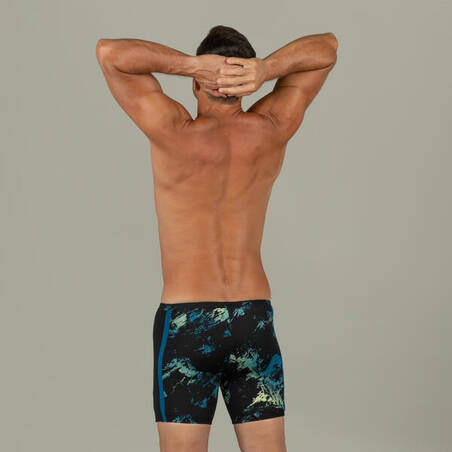 Men's Long Swimming Trunks - Yoko - Black / Yellow / Blue