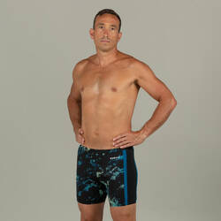 Men's Long Swimming Trunks - Yoko - Black / Yellow / Blue