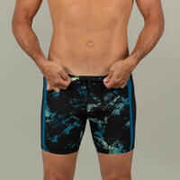 Men's Long Swimming Trunks - Yoko - Black / Yellow / Blue