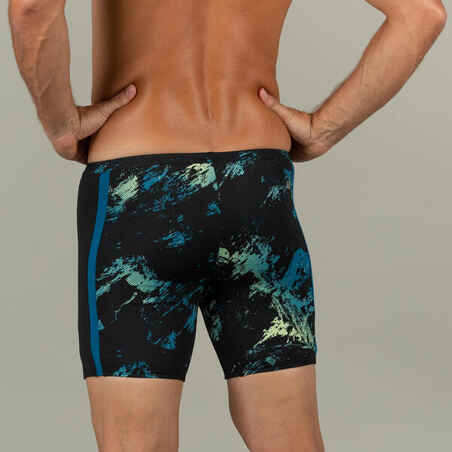 Men's Long Swimming Trunks - Yoko - Black / Yellow / Blue