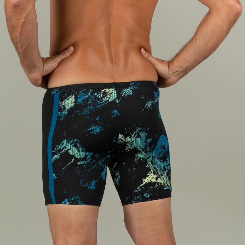 Boxer de Bain Natation Long - Yoko - Trao Noir / Bleu / Jaune