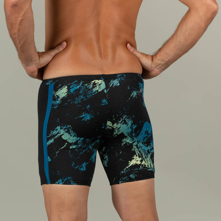 Men's Long Swimming Trunks - Yoko - Black / Yellow / Blue