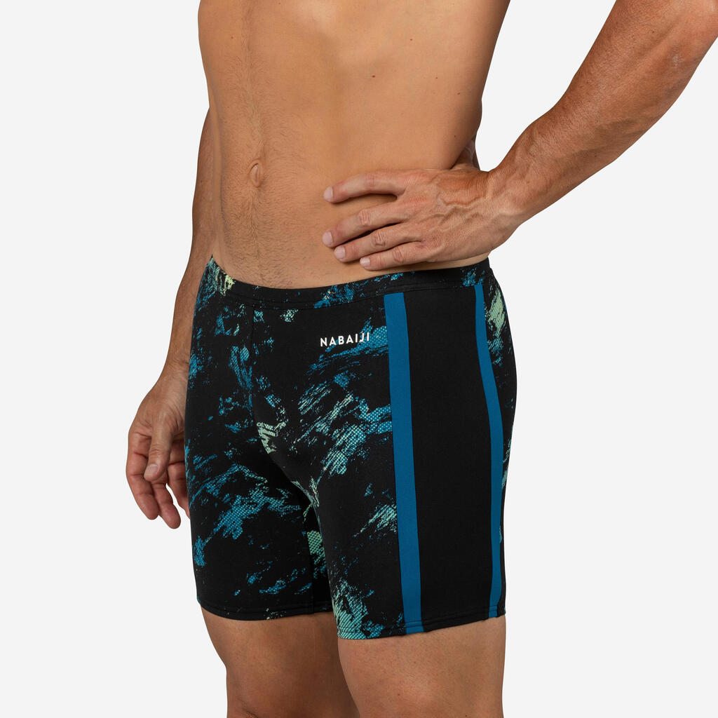 Men's Long Swimming Trunks - Yoko - Black / Yellow / Blue