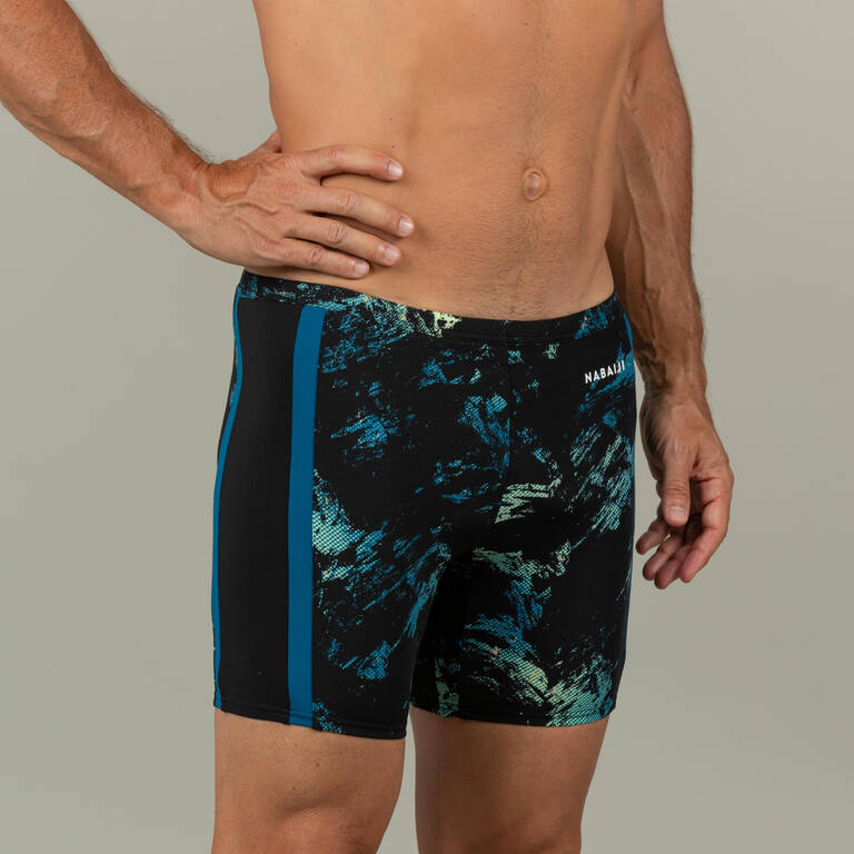 Men's Long Swimming Trunks - Yoko - Black / Yellow / Blue