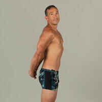 Men's Swimming Boxer Shorts-Yoko-Trao Black/Blue