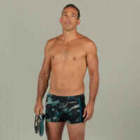 Men's Swimming Boxer Shorts-Yoko-Trao Black/Blue