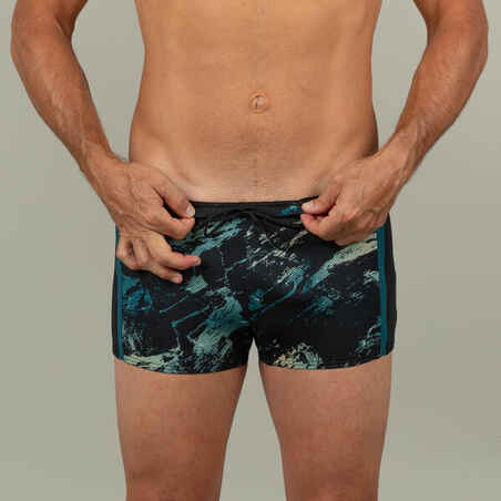 Men's Swimming Boxer Shorts-Yoko-Trao Black/Blue