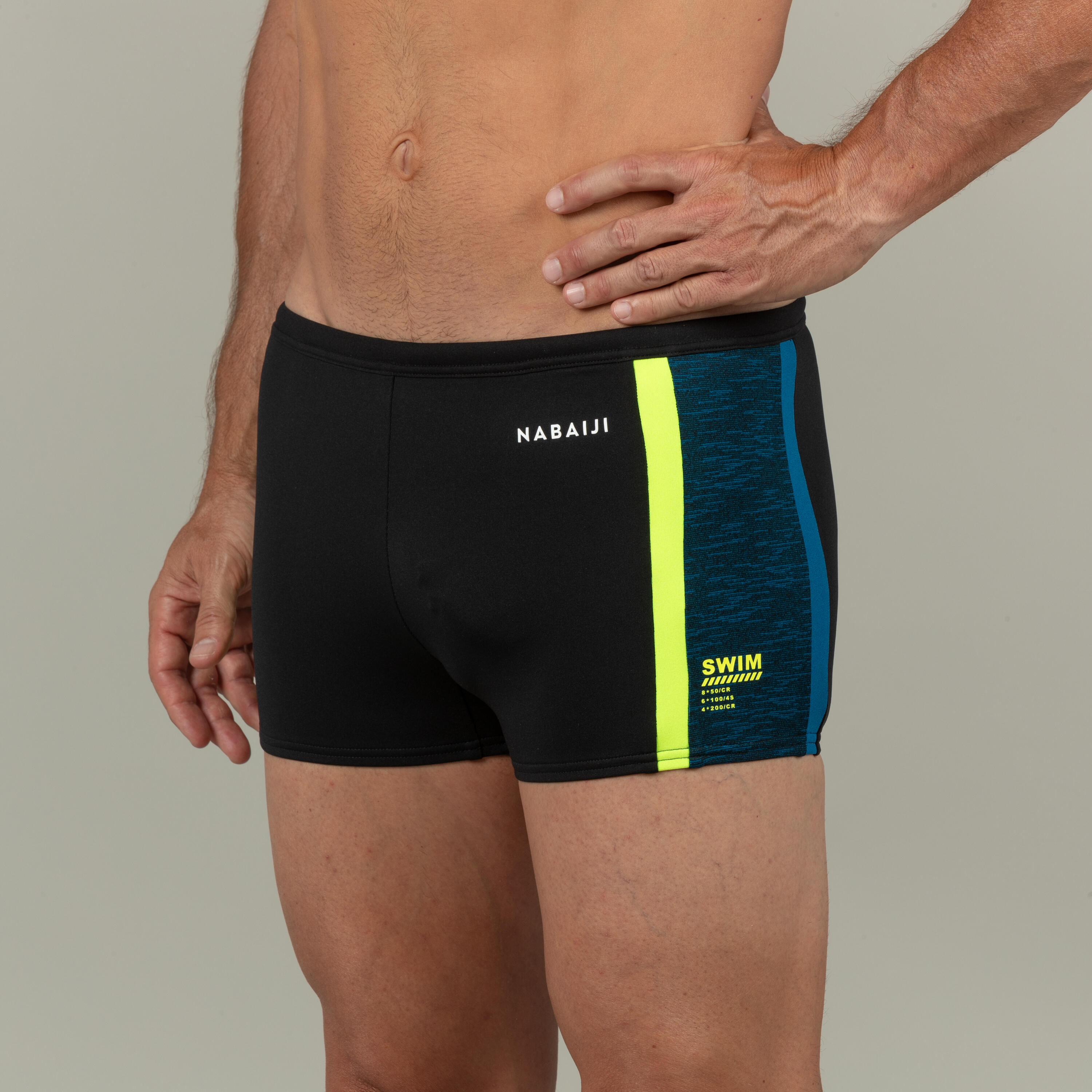 Boxer de Bain Natation Homme Yoko Trao Noir Bleu NABAIJI Decathlon