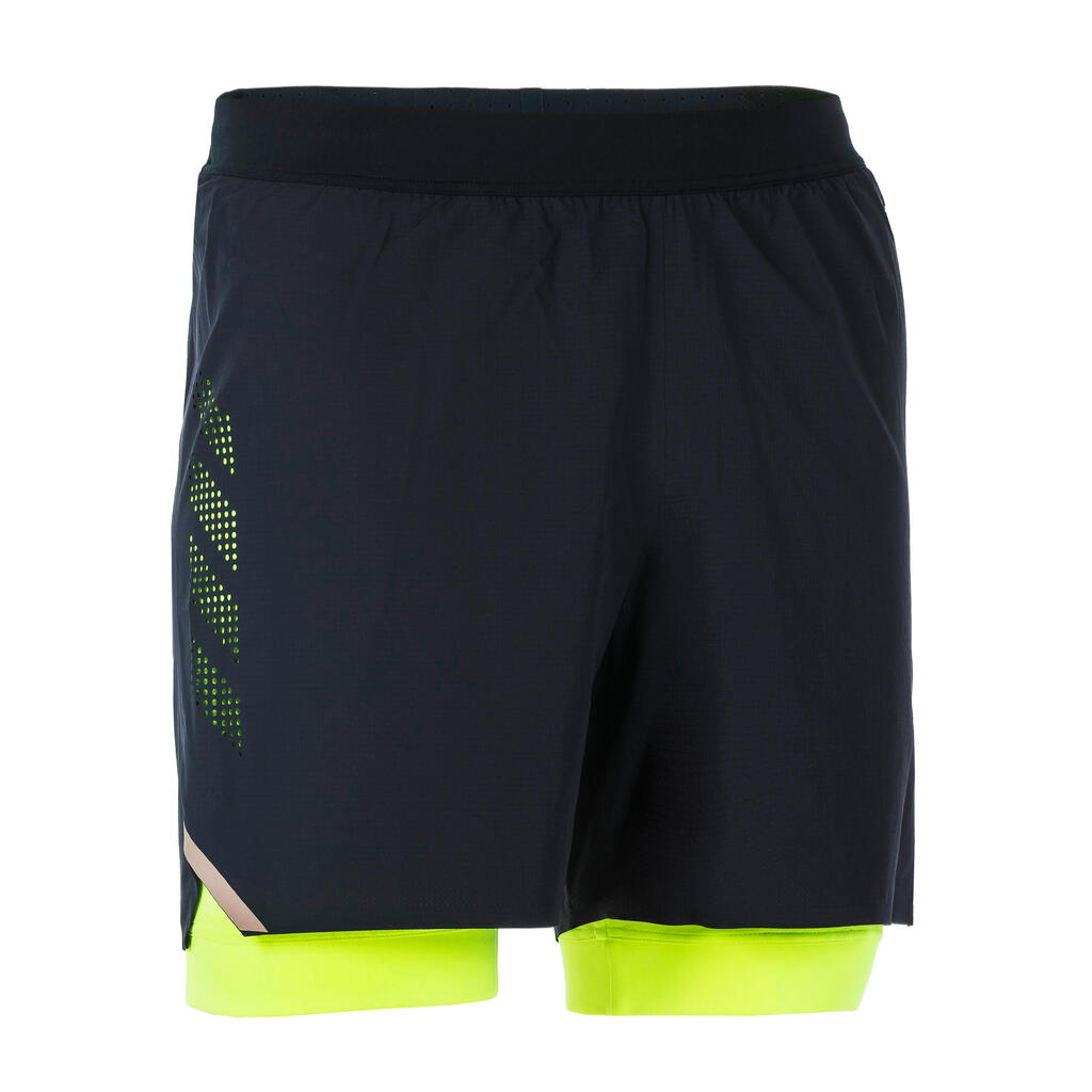 Pantaloneta de baño larga de natación para Hombre Nabaiji Fiti negro amarillo