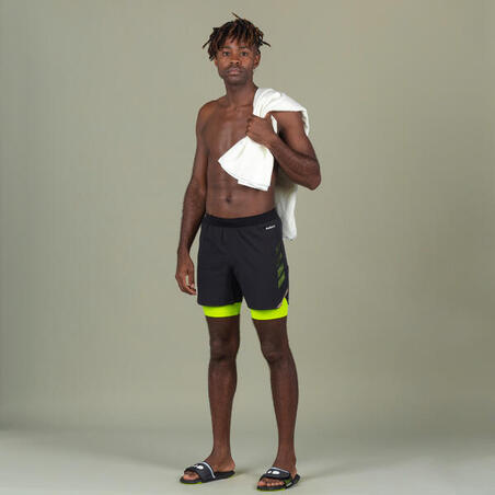 Шорти-джамери чоловічі 500 Fiti для плавання чорні/жовті
