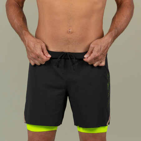 Men's Swimming Jammer-Swim Short 500 Fiti - Black / Yellow / Beige