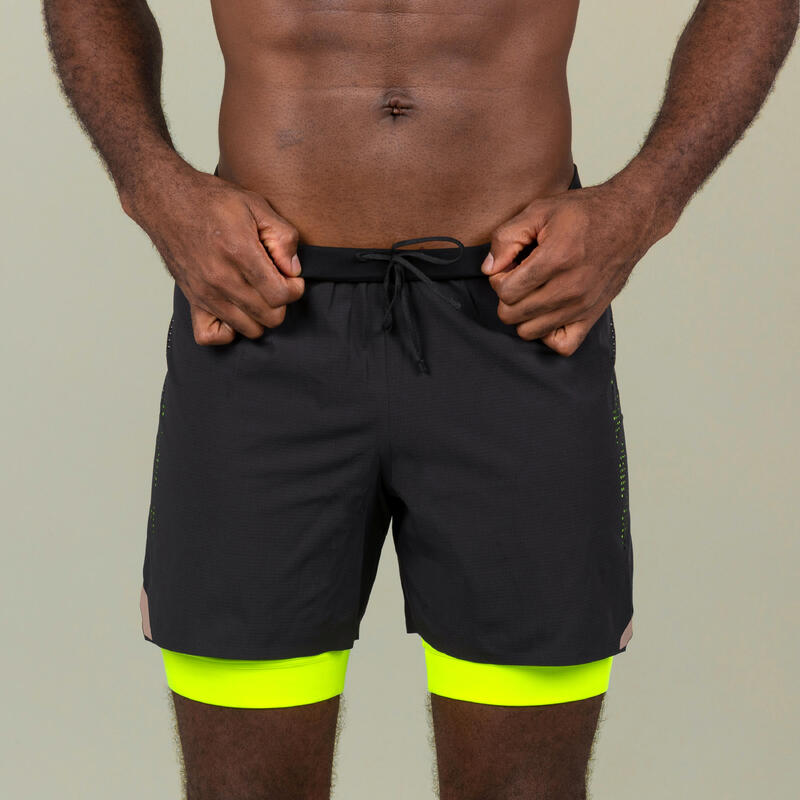 Men's Swimming JammerSwim Short 500 Fiti Black / Yellow / Beige