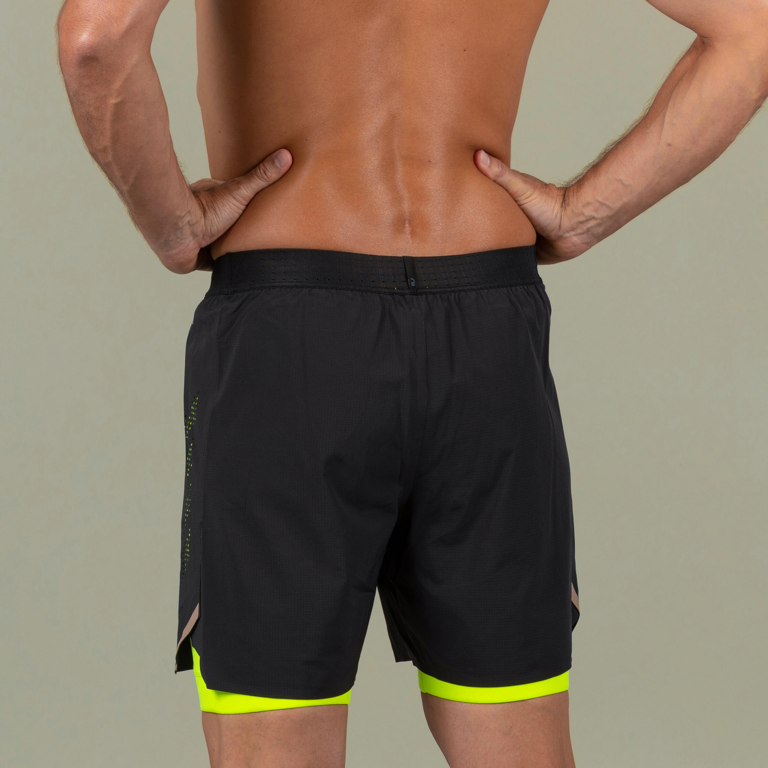 Men's Swimming Jammer-Swim Short 500 Fiti - Black / Yellow / Beige 6/21