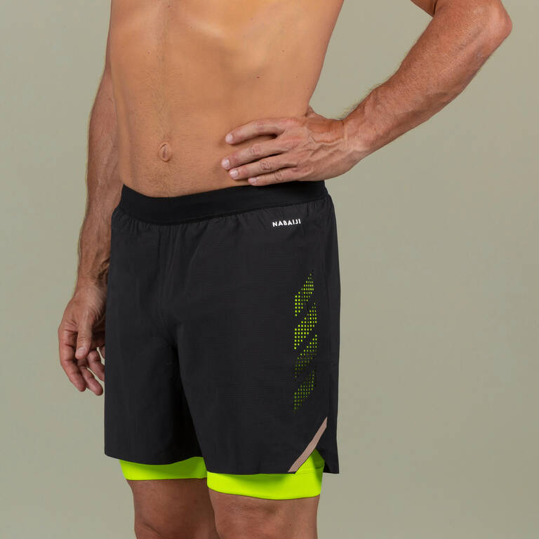 Men's Swimming Jammer-Swim Short 500 Fiti - Black / Yellow / Beige