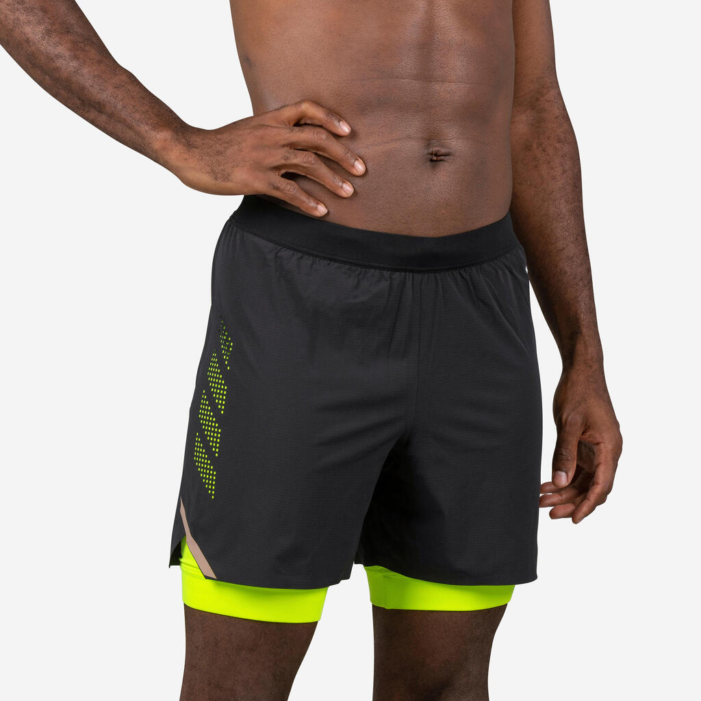 Jammer de natación negro, amarillo y beige para hombre 500 Fiti