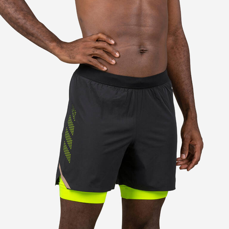 Men's Swimming Jammer-Swim Short 500 Fiti - Black / Yellow / Beige