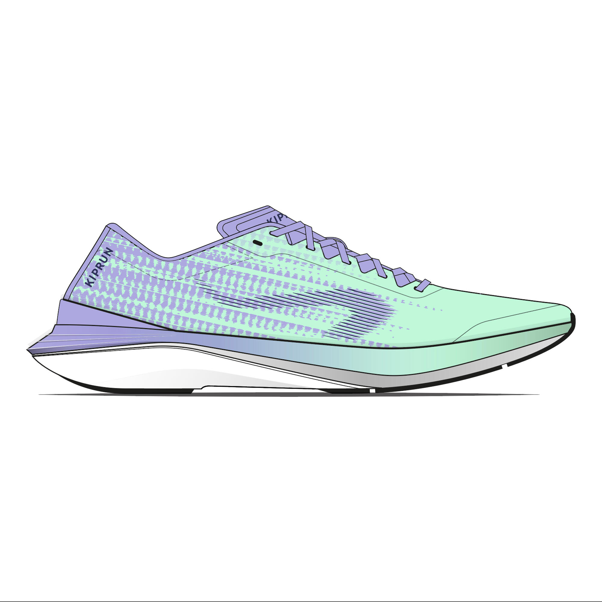 KIPRUN KIDS' KIPRUN K500 FAST running shoes - green and purple