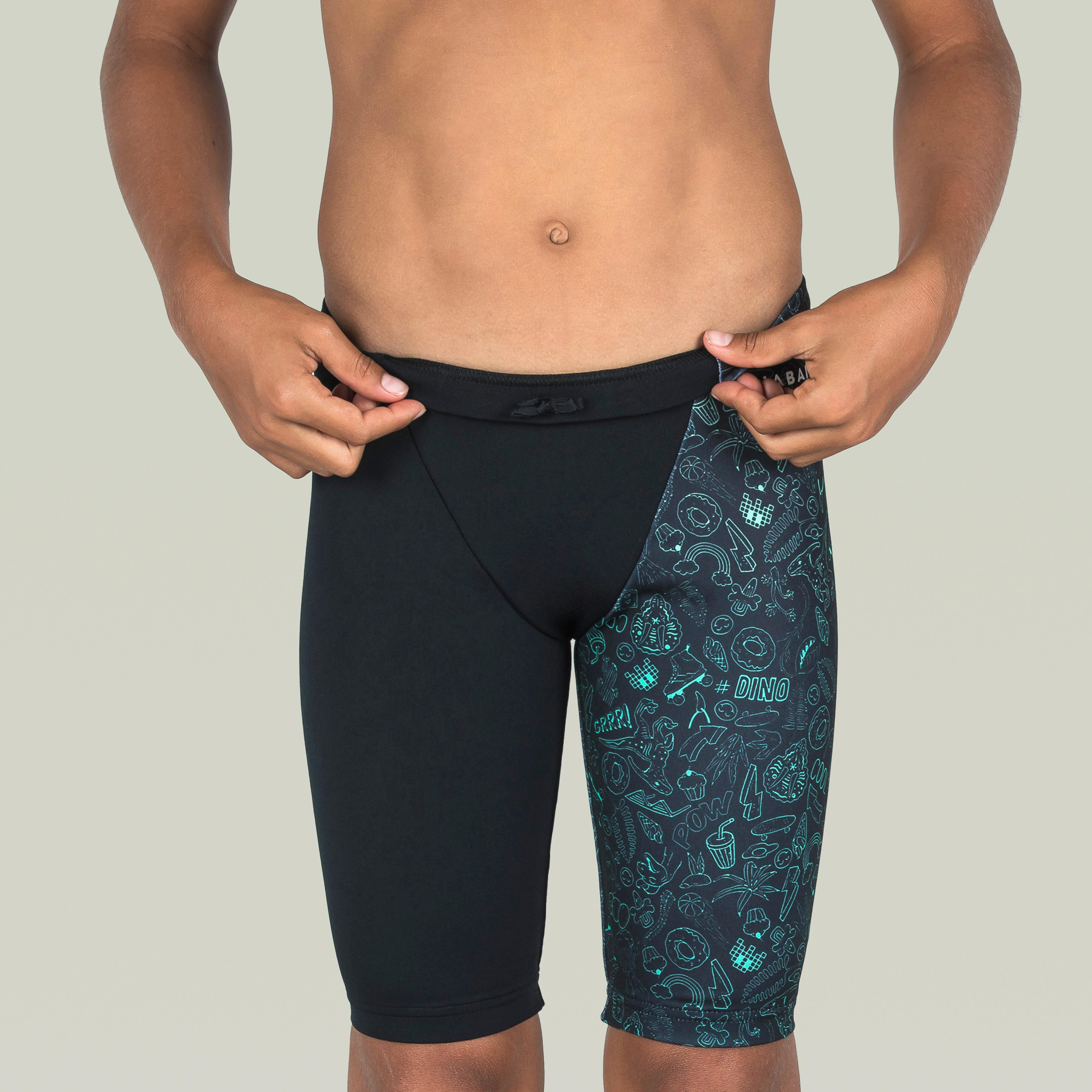 Boy's Swimming Jammer - Fitib - Black / Dina Yellow / Green