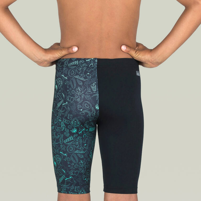 Boys’ Swimming Jammer - Fitib - Black / Dina Yellow / Green