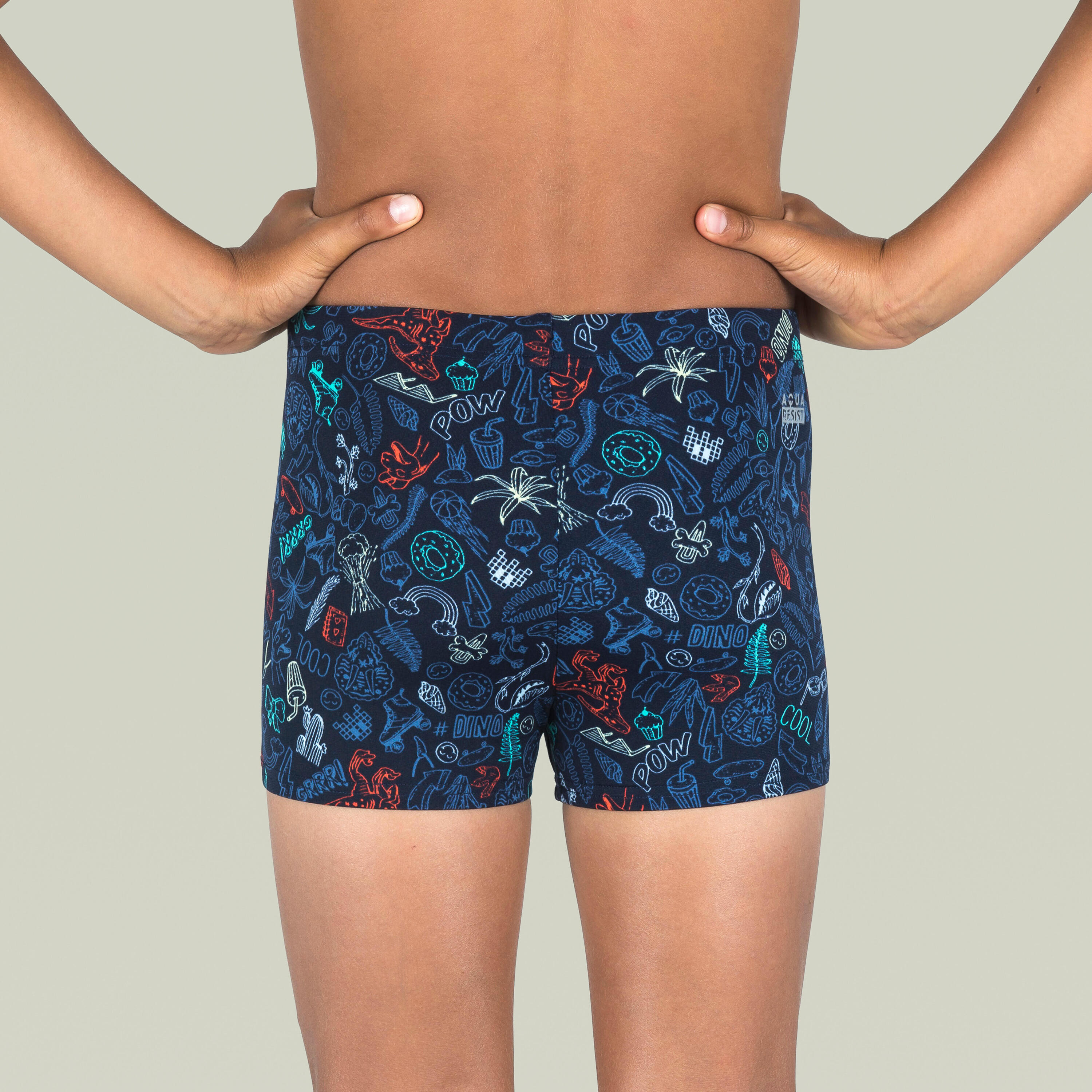 Boy's Swimming Trunks - Fitib - Saur Navy Blue / Orange / Green 4/5