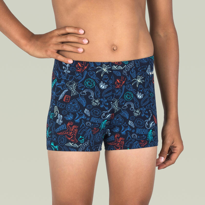 Badehose Boxer Jungen - Fitib marineblau/orange/grün 