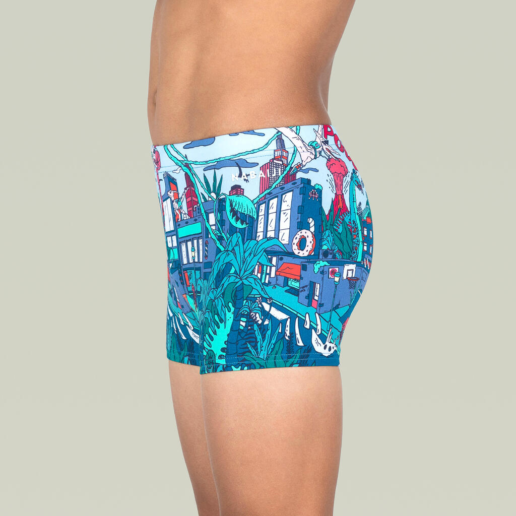 Boy’s swimming briefs - 500 Fitib shark black blue