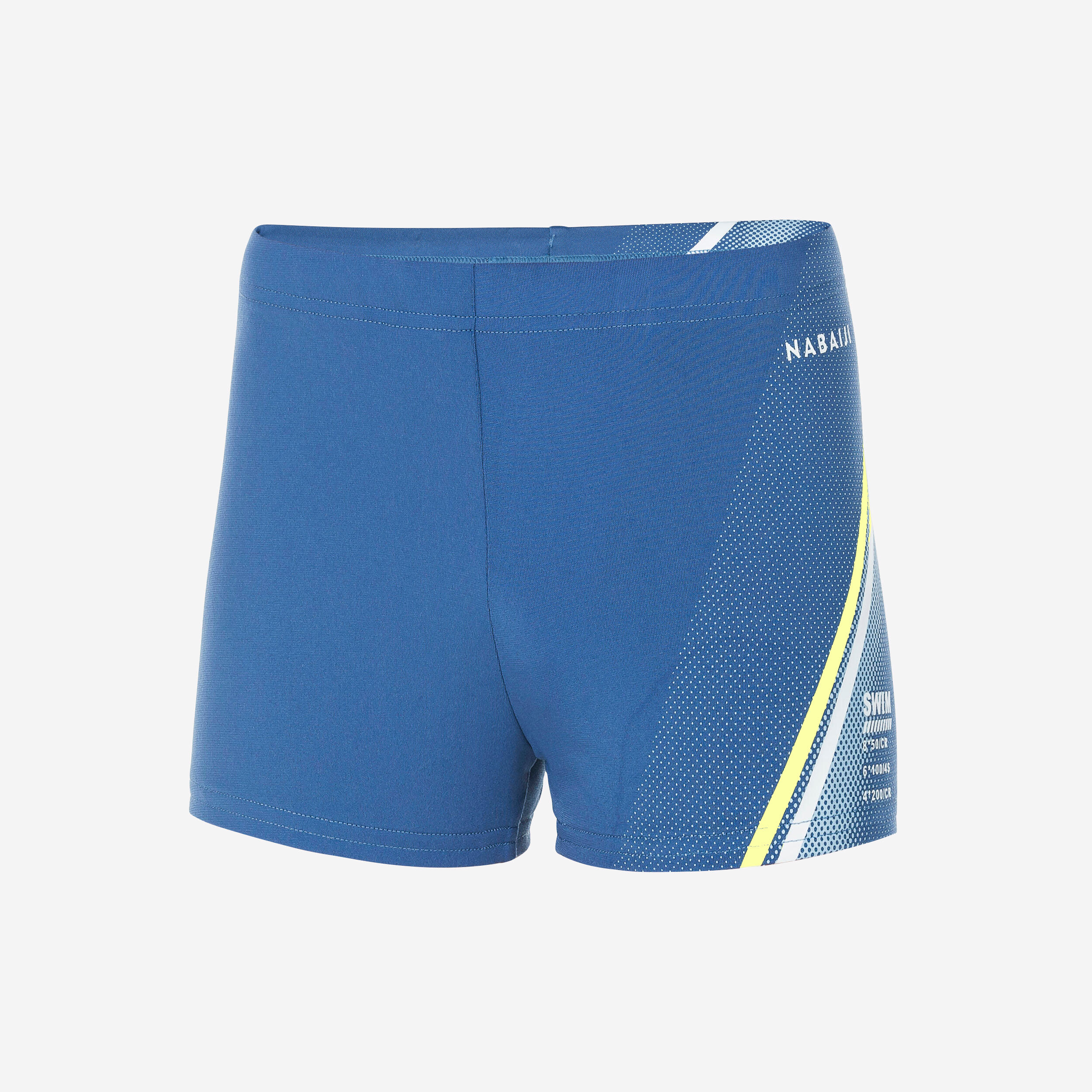 NABAIJI Boys' Swimming Boxer Trunks-Fitib-Line Blue/Yellow