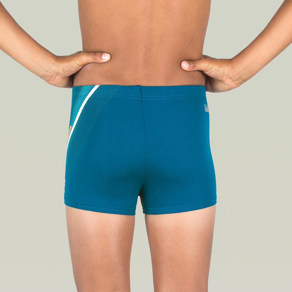 Boys’ swimming boxer shorts - 500 Fitib blue line μπεζ