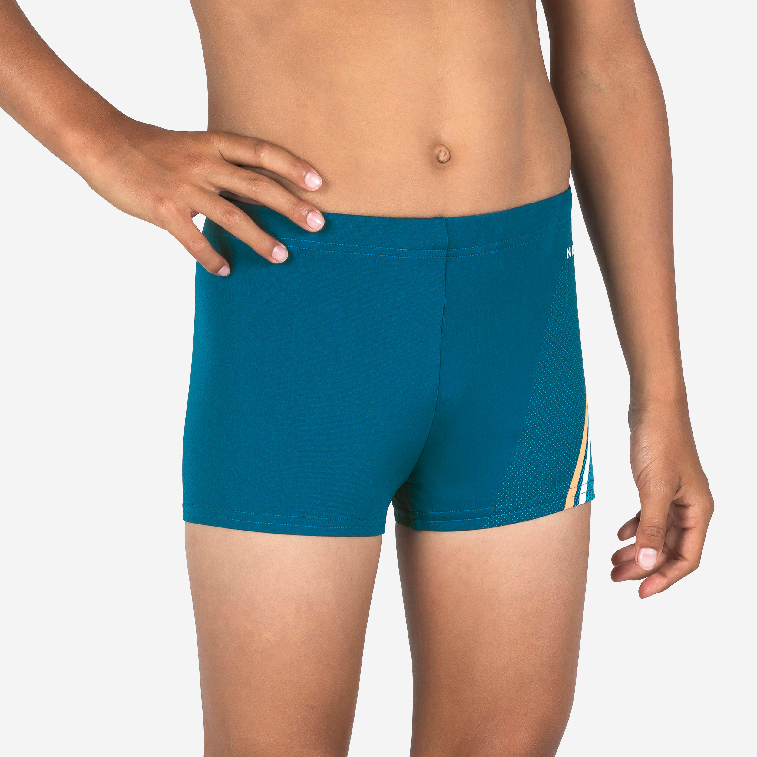 Boy's Swimming Boxer - Fitib - Line Blue / Beige