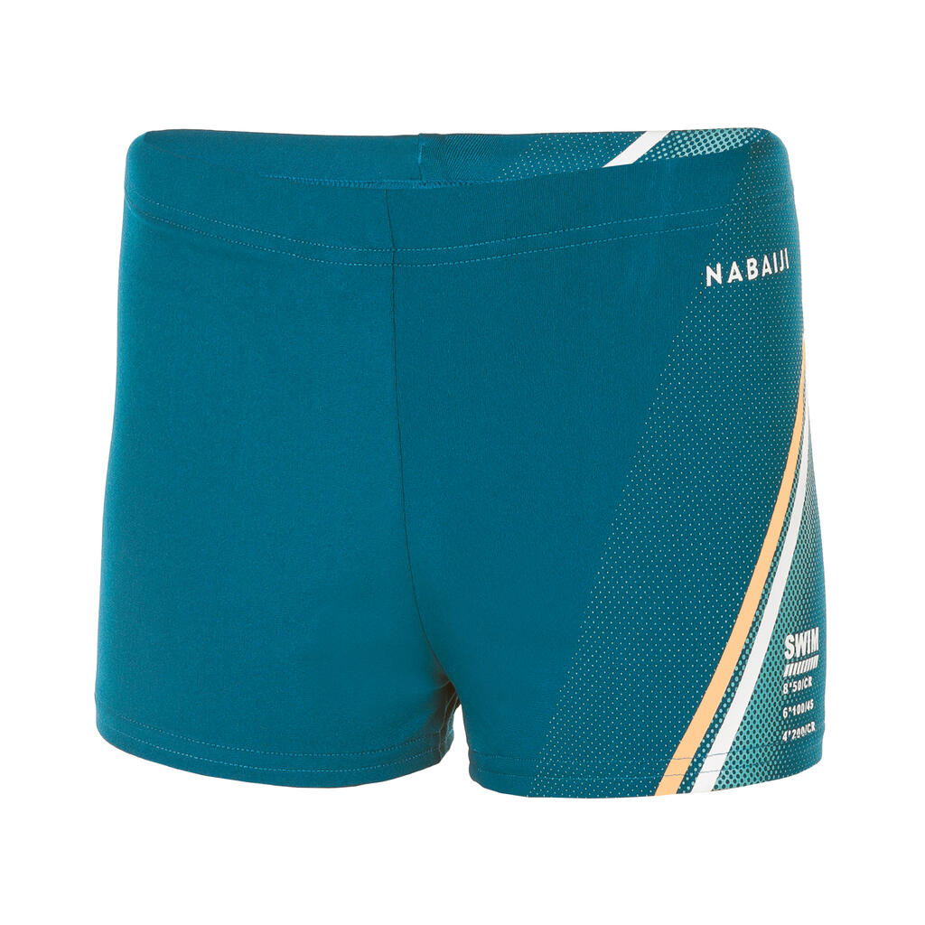 Boxer de Bain Natation Garçon - Fitib - Line Bleu / Beige