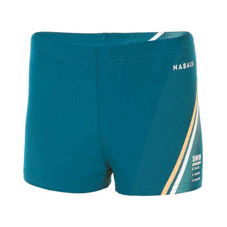 Boys’ Swimming Trunks - Fitib - Line Blue / Beige