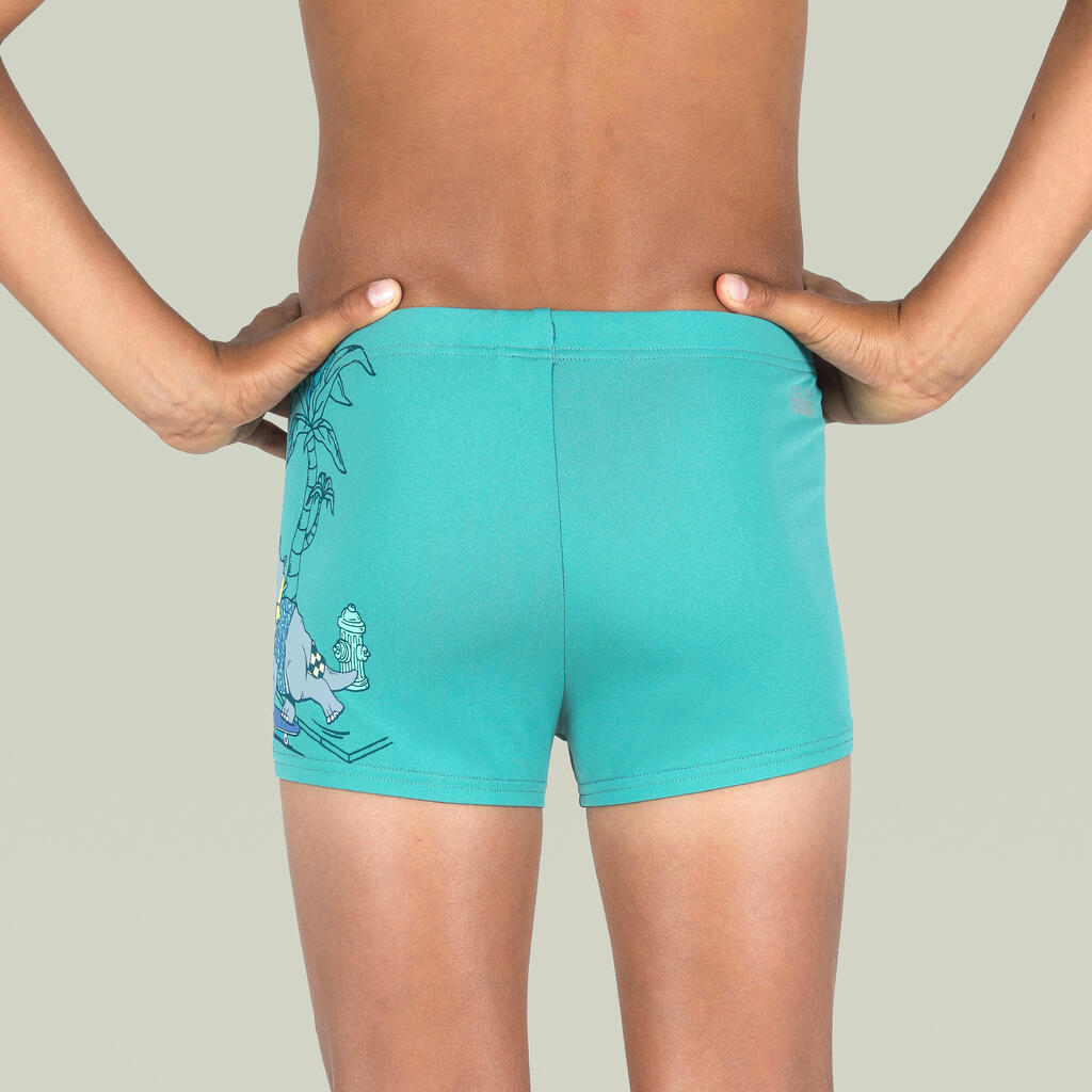 Boy’s swimming briefs - 500 Fitib shark black blue