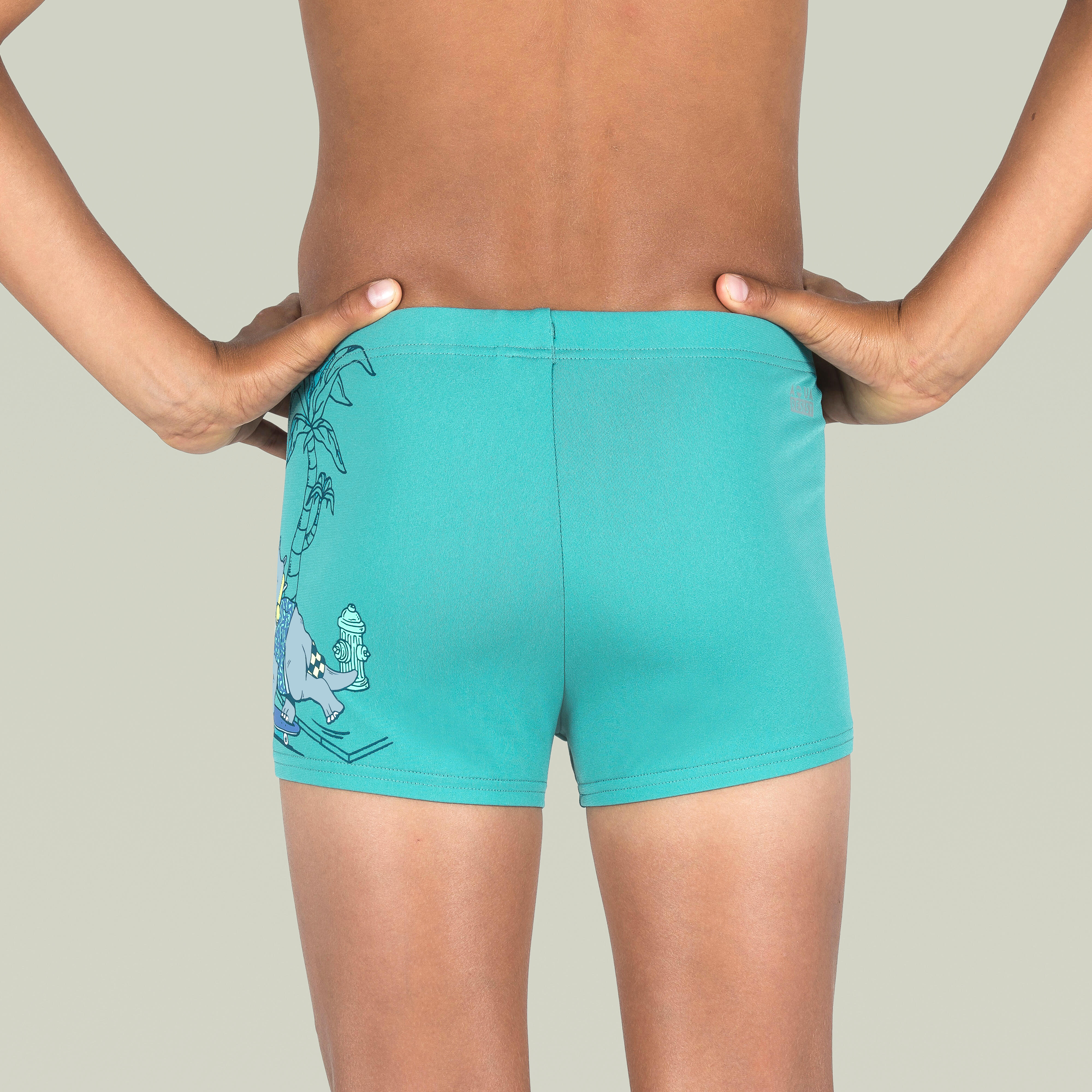 Boy's Swimming Boxer - Fitib - Trice Turquoise / Grey